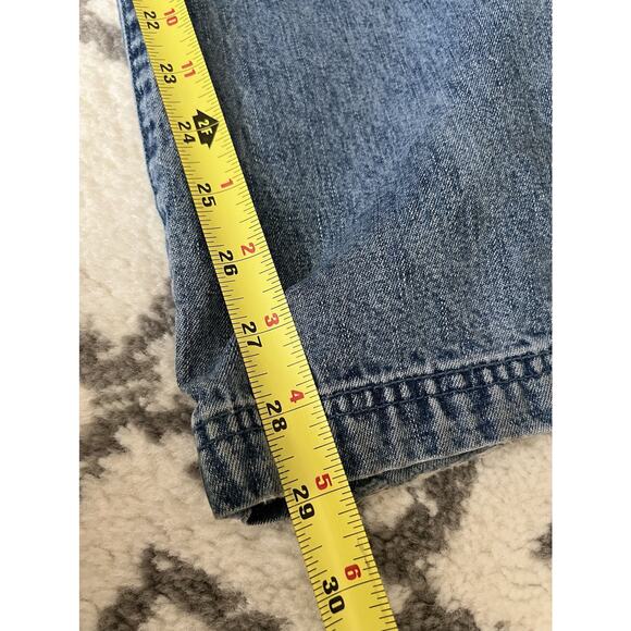 CHRISTOPHER & BANKS Vintage Christmas Appliqué Wide Leg Denim Jean Overalls Sz L - Picture 15 of 16